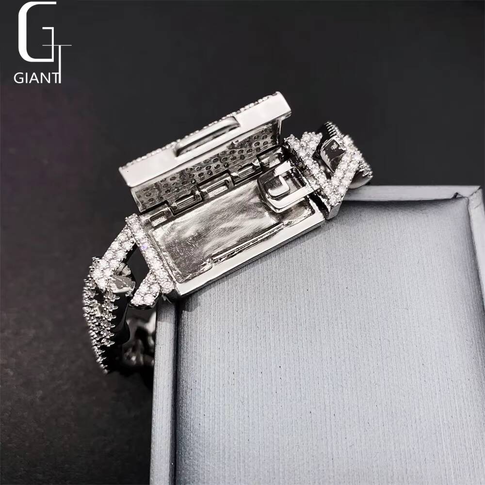 135 mm 2 Row Stone HIP HOP Cuban Jewelry 925 Sterling Silver VVS Moissanite Diamond Cuban Link Chain Necklace Bracelet Unisex