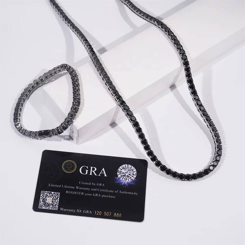 Ready to Ship 925 Silver Tennis Necklace VVS Moissanite Lab Diamond Hip Hop Iced Out Jewelry Fashion Tennis Bracelet Chain