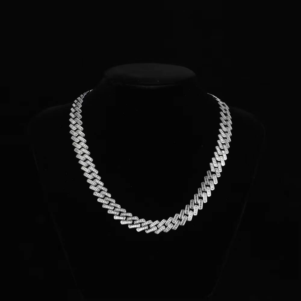 Moissanite Zircon 9k 14k 18k Gold Plated Silver Fashion VVS Hiphop 10mm 13mm Custom Unisex Cuban Link Chain Bracelet Necklace