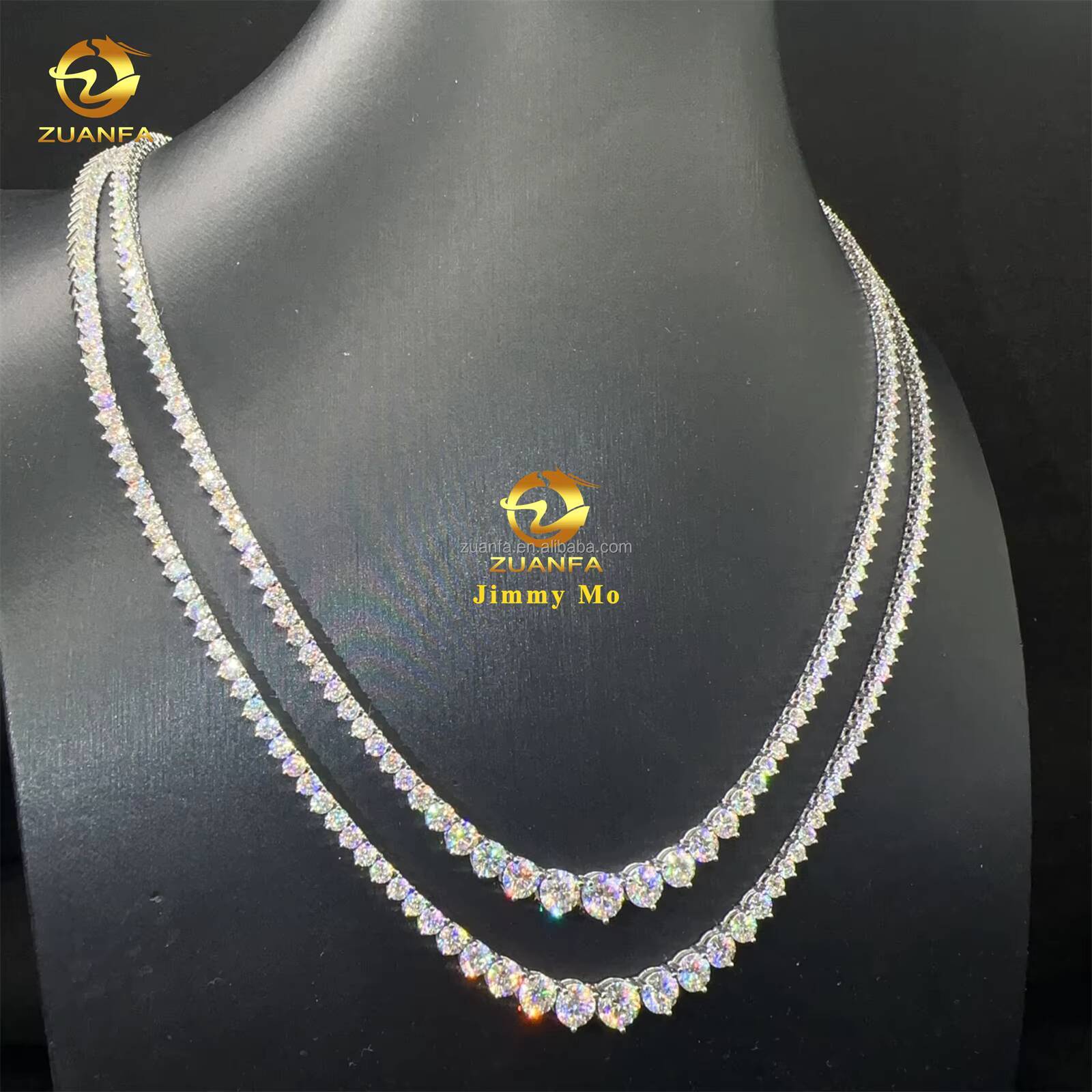 New Design Female Jewelry 3mm 925 Silver Hip Hop Iced Out GRA Certificate Moissanite Diamond Cluster Tennis Chain Women Gift