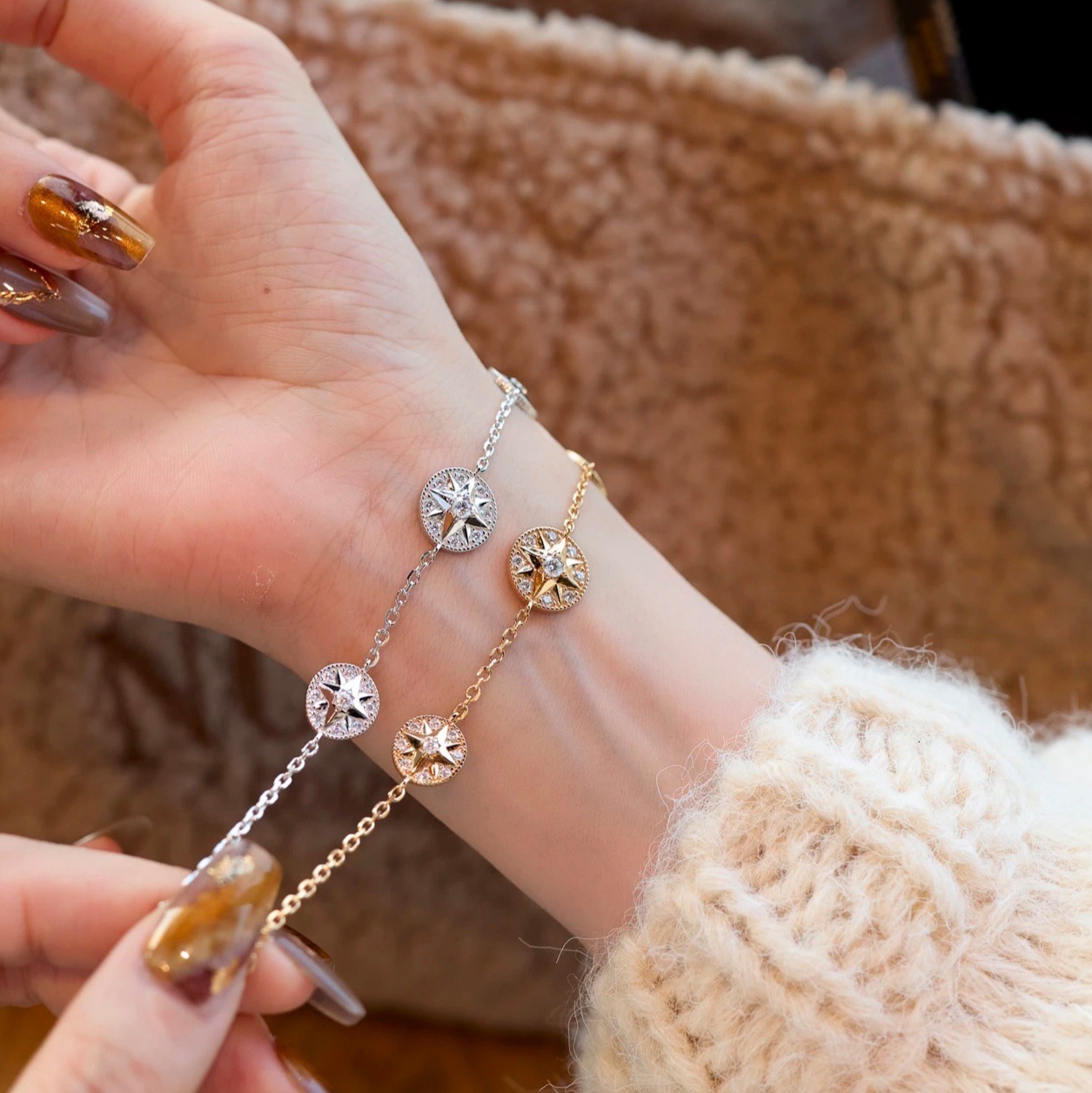 Zircon Round Star Pendant Personality Temperament Bracelet Niche Simple Versatile Jewelry