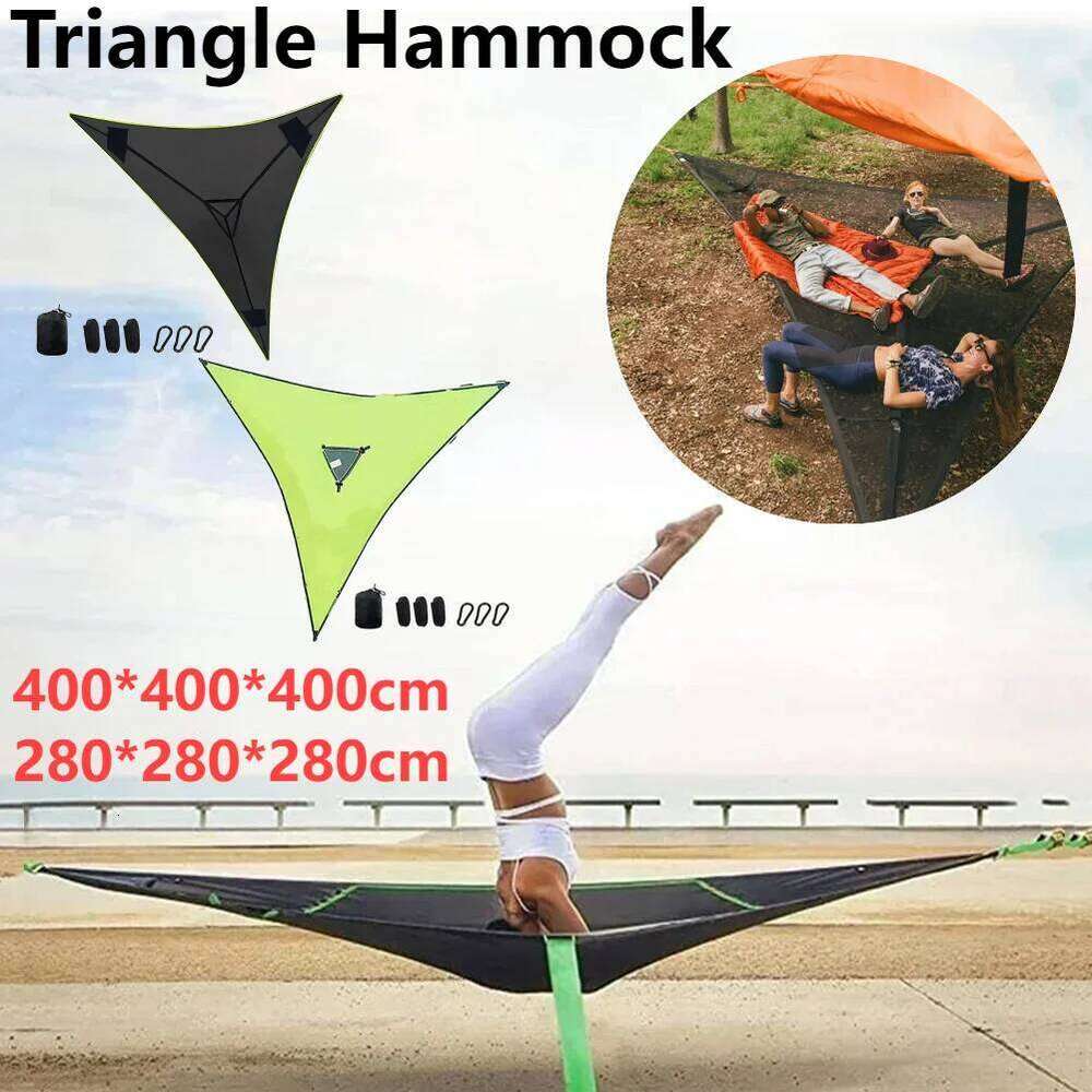 Portable Hammock Anti-Rollover Camping Triangle Bed Wear Resist Convenient Hanging Tree Tent For Hiking Travel 4M/2.8M