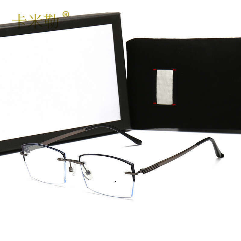 New Anti-Blue Half Metal Oval Face Frame Can Be Paired with Prescription Blue Light Blocking Sunglasses 9001 Sunshade 746