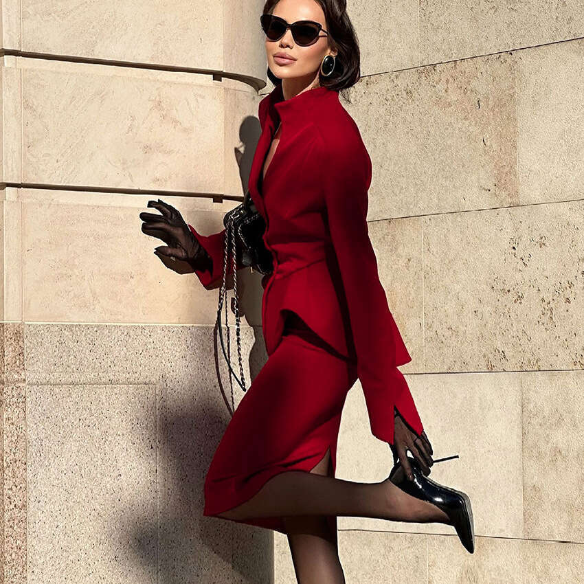 Autumn Winter New High-End Slim Fit Top Bodycon Skirt Professional Suit For Women With Elegant Design B3