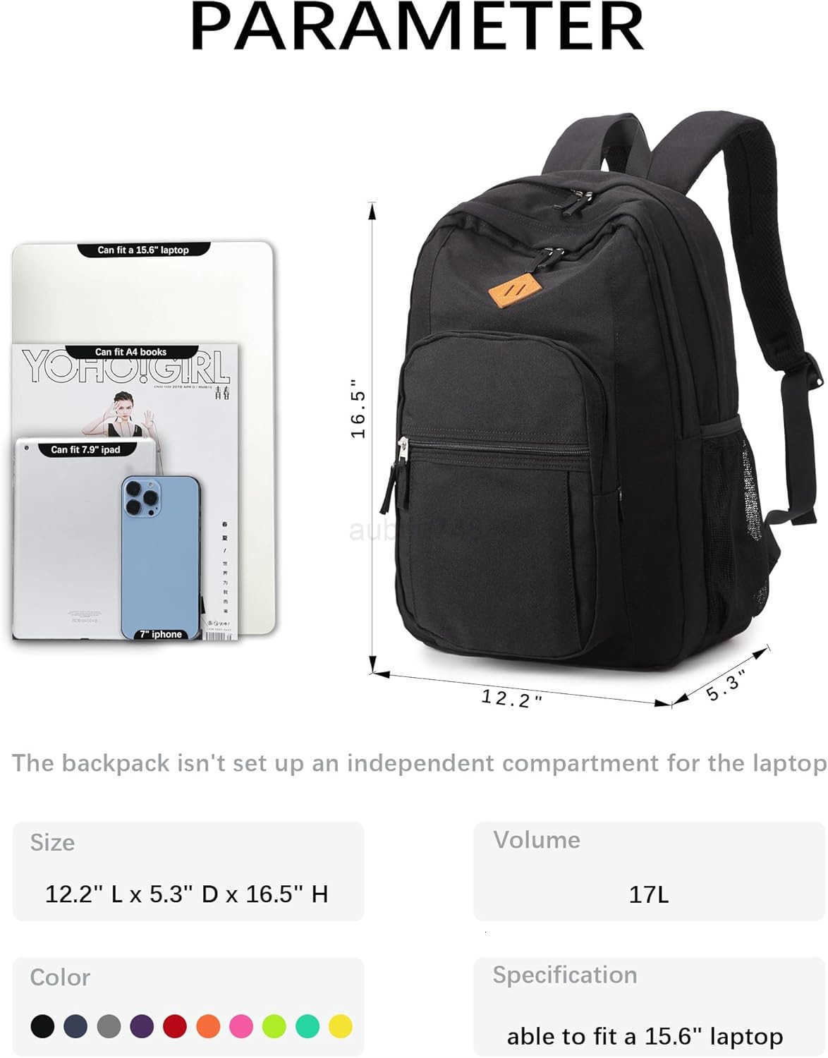 abshoo Classical Basic Travel Backpack For School Water Resistant BookbagZ250920