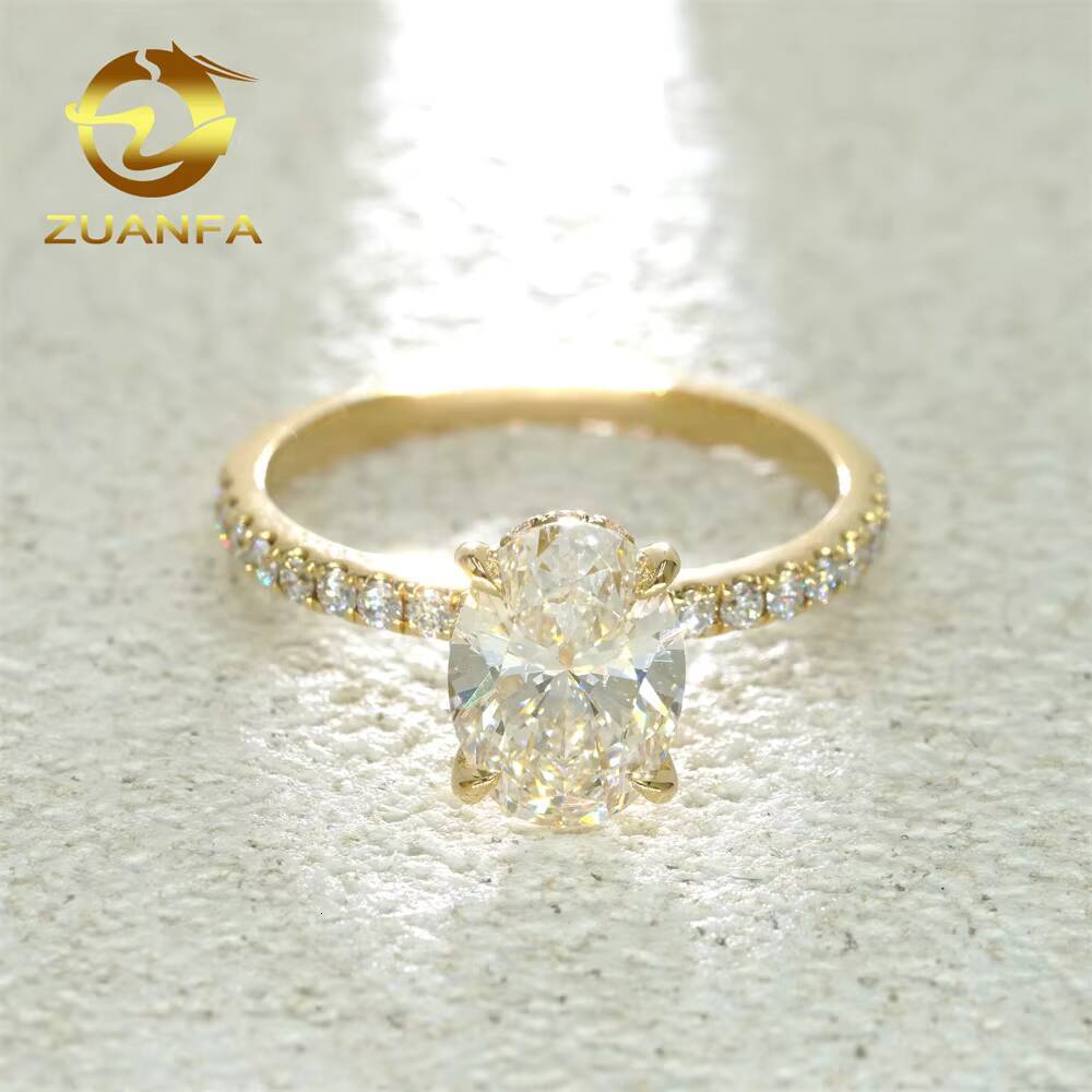Zuanfa Top Quality Women Wedding Engagement Jewlery Round Lab Grown Diamond HPHT CVD Diamond Ring