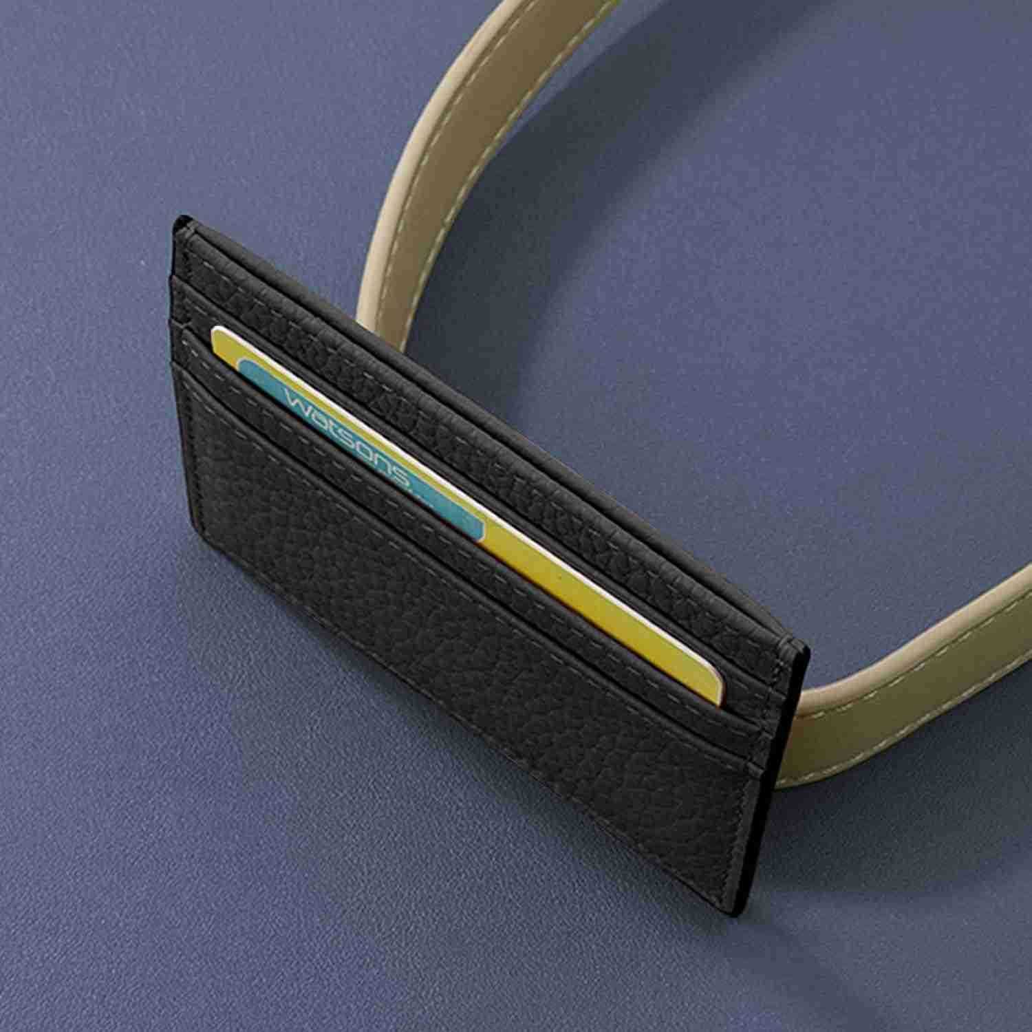 Wallet Super Slim Card Holder Genuine Leather Wallet for Man and Women with 6 Card Slots 1 Pocket Black Z250906