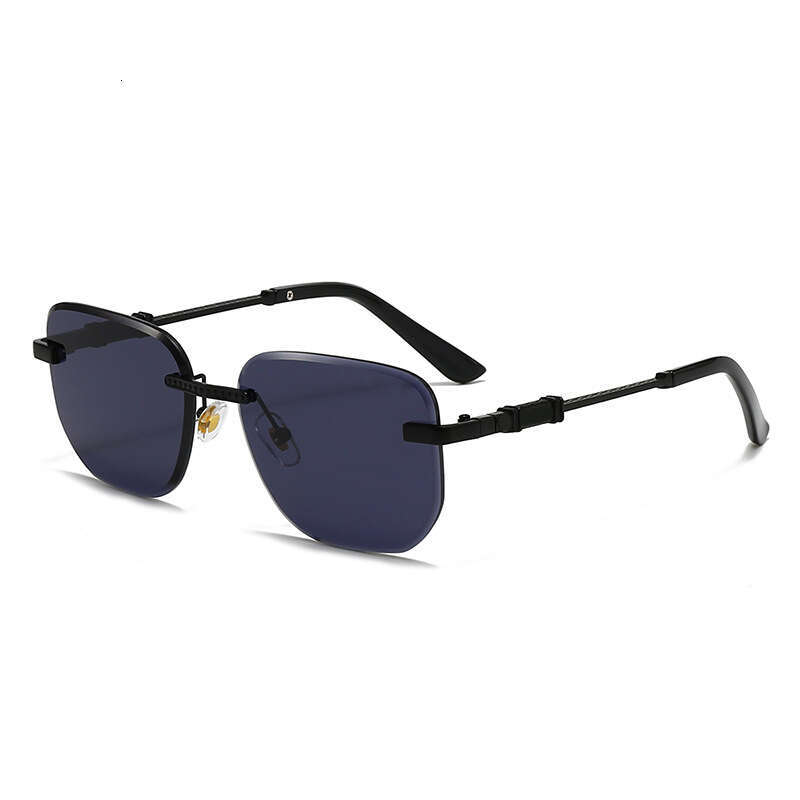New Fashion Rimless for Men and Women Trendy Curved Surface Sunglasses UV Protection 3162 a4b