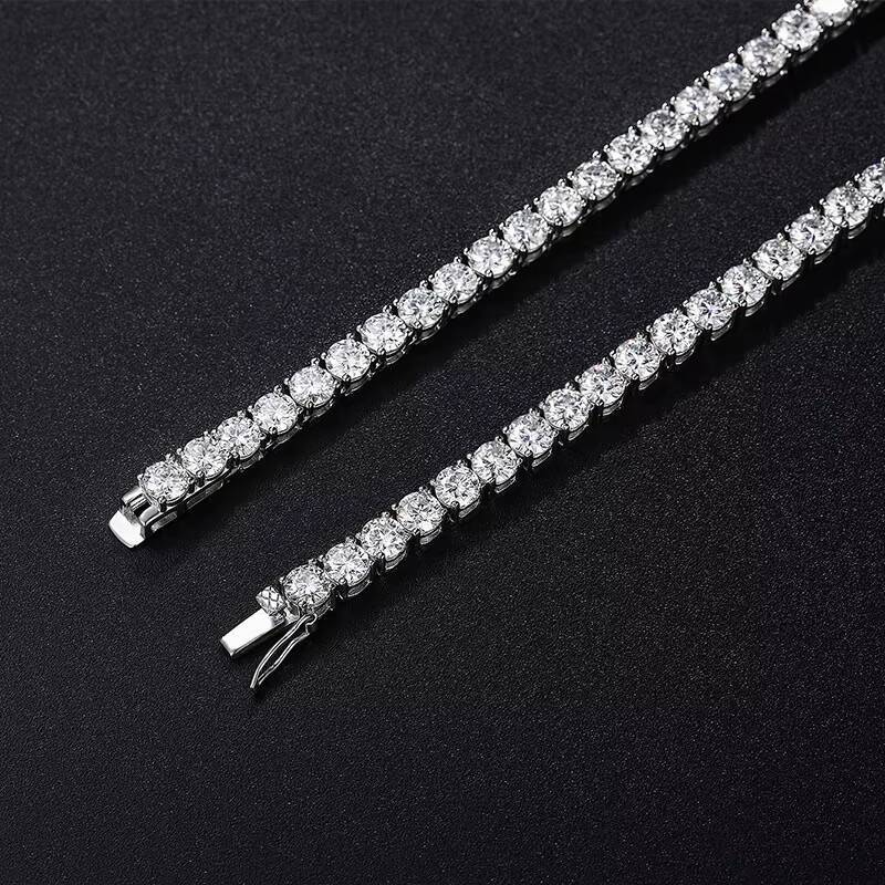 925 Silver Moissanite Link Chain Black Tennis Cuban Link Chain Elegant Moissanite Necklace