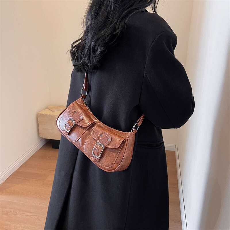 Sweet Cool Motorcycle for Women 2023 New Niche Fashion Single Shoulder Underarm Same Style Women's Bag