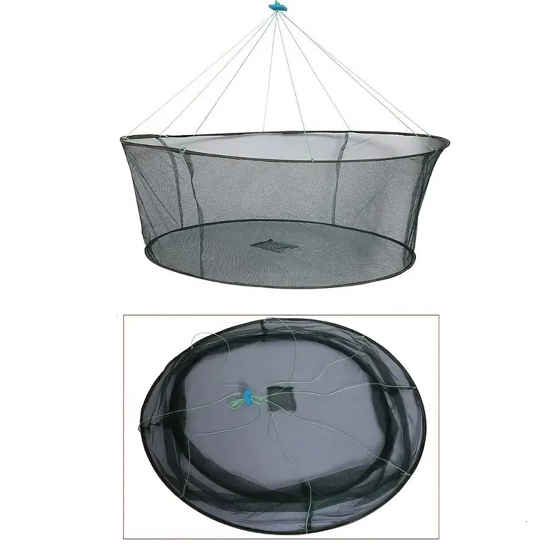 80CM Loose Mouth Folding Drop Fishing Net Shrimp Catcher Tank Casting Network Fish Eels Trap Cage Prawn Bait Crab Netting 250905