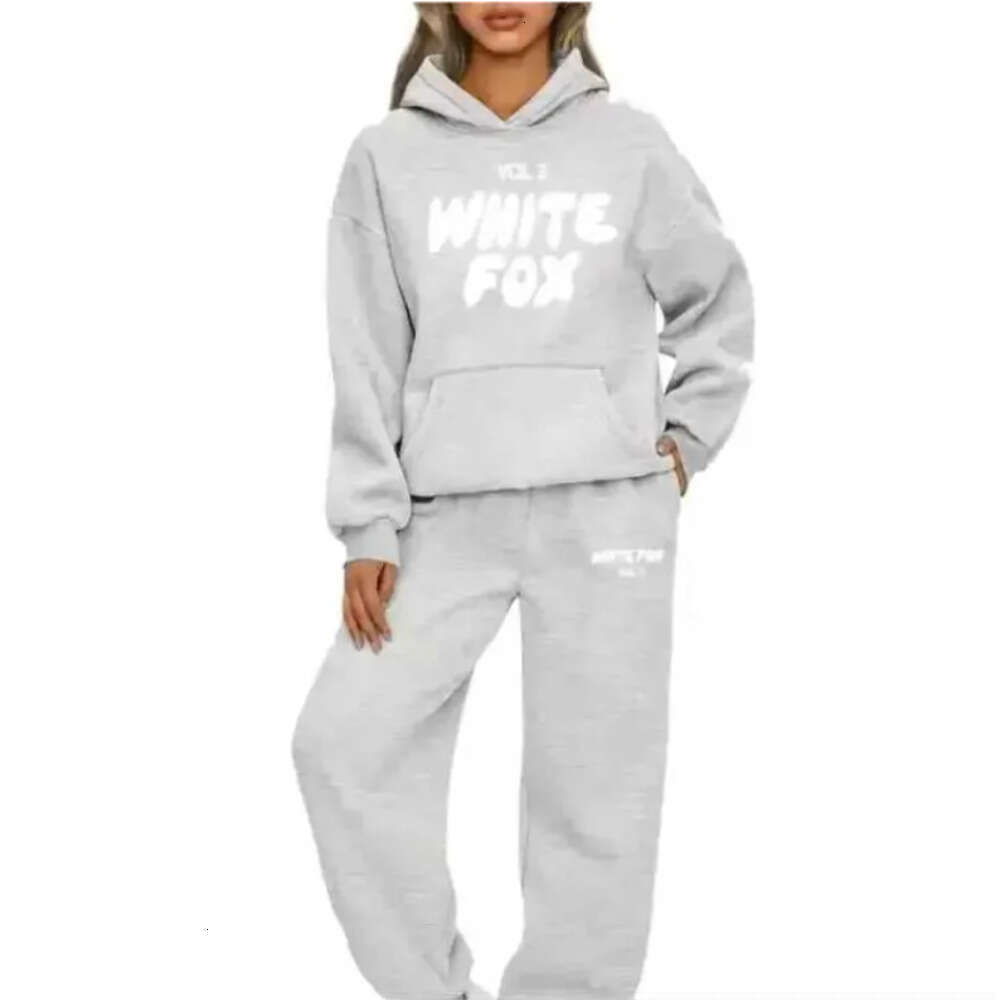 Whitefoxsweatshirt Print Hoodie And Jogger Sweatpants 2 Piece Outfits For Woman Designer Whitefoxset Streetwear Tracksuit Luxury Clothes Sportswear Suit