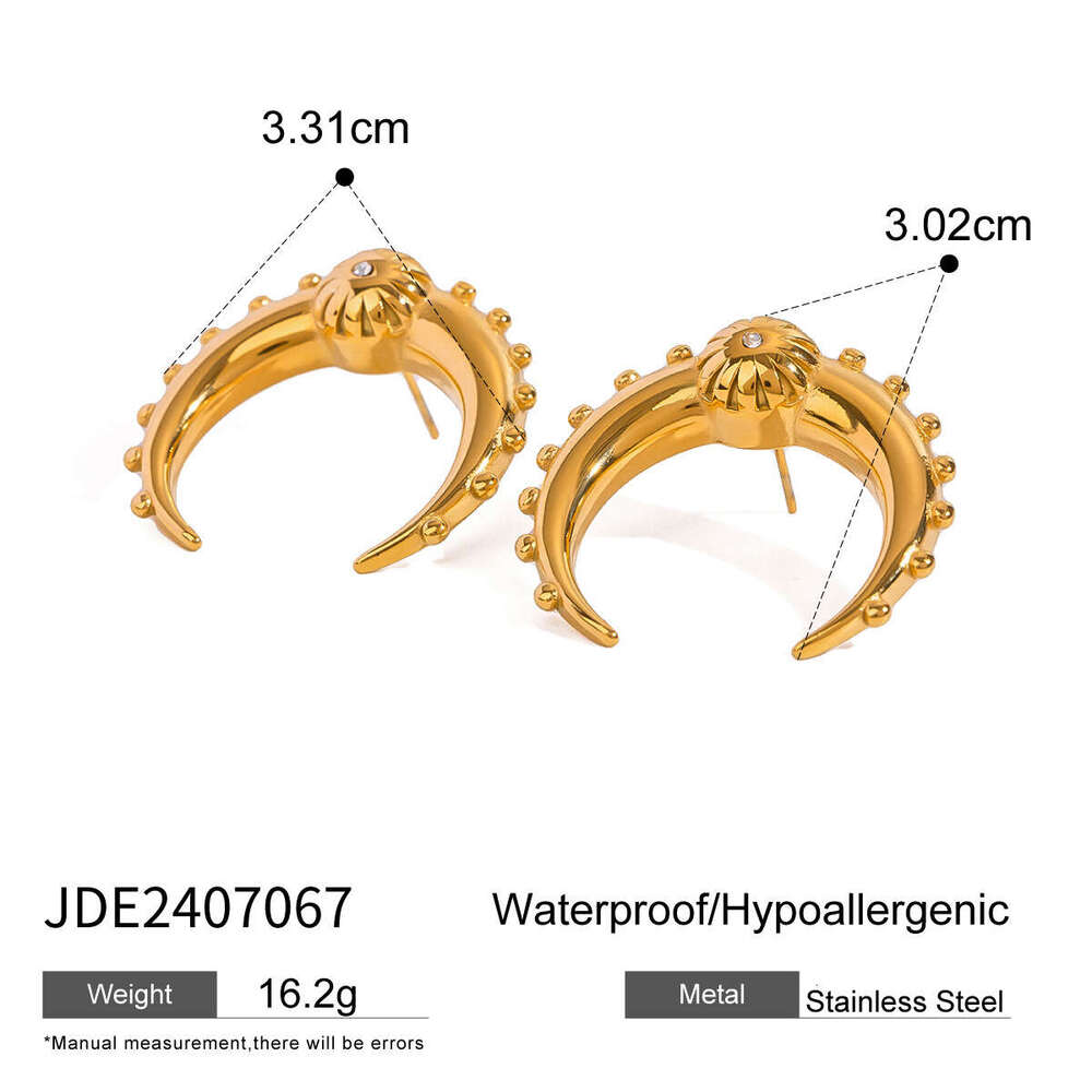 DHpet 2025 Stylish European American Stainless Double - C Earrings with Zirconia, Geometric Titanium Steel Studs H260202