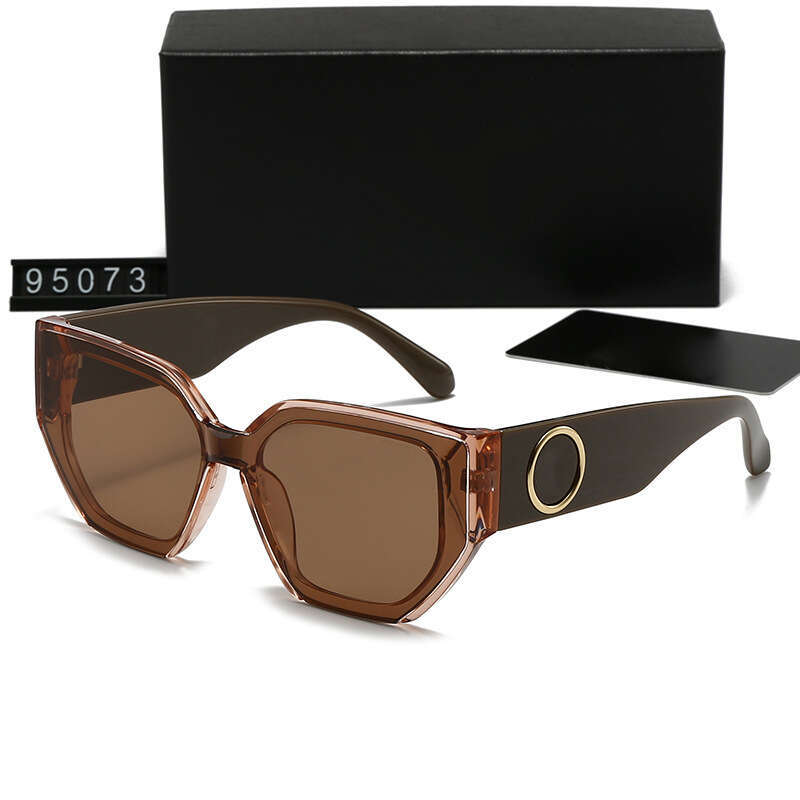 New Trendy Women's Versatile Fashion Color-Block Sunglasses Wide Leg Round Ring Decorative Glasses 95073 d97