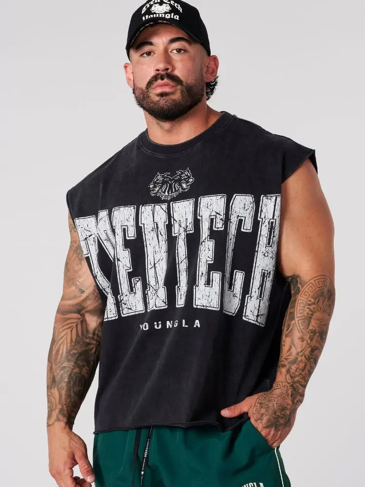 Summer Mens Oversized fallow Sleeveless top Cotton Sports Fitness Short Sleeve Joggers Gym Running Training waistcoat250905