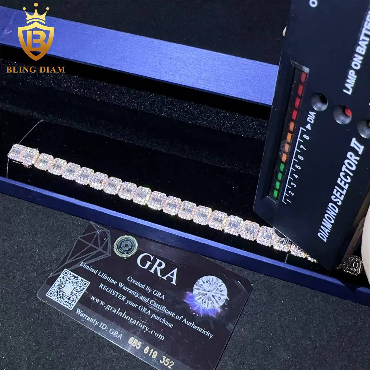 D Color VVS Moissanite Diamond Sterling Silver 925 9MM Lab Grown Diamond Bracelet Moissanite Cuban Link Bracelet