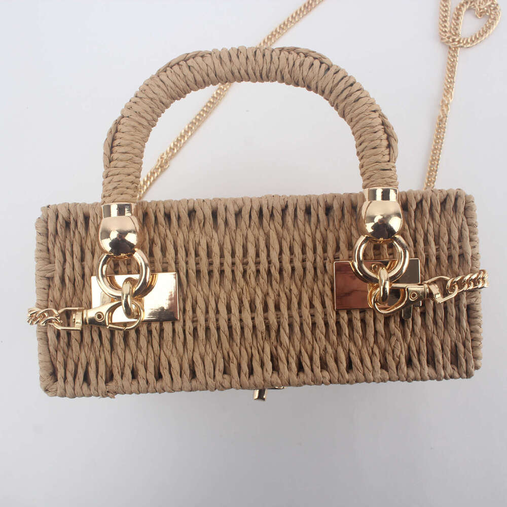 Fashion Box Small Square New Straw Bag Single Shoulder Crossbody Handbag for Women