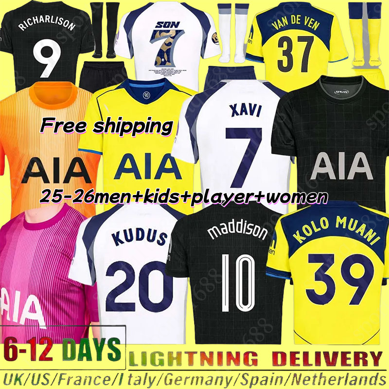 tottenhamjersey 25 26 soccer jersey SON XAVI VAN DE VEN top football shirt 25 26 men kids kit long sleeve SOLANKE KUDUS VICARIOMADDISON KULUSEVSKI RICHARLISON ROMERO