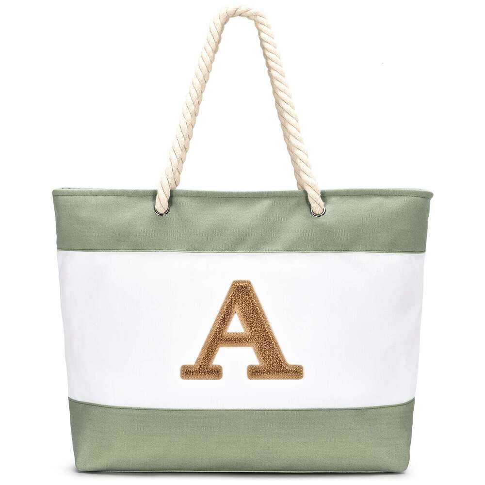 Large Capacity Underarm Beach New Versatile Casual Letter Tote Canvas Patchwork Shoulder Bag
