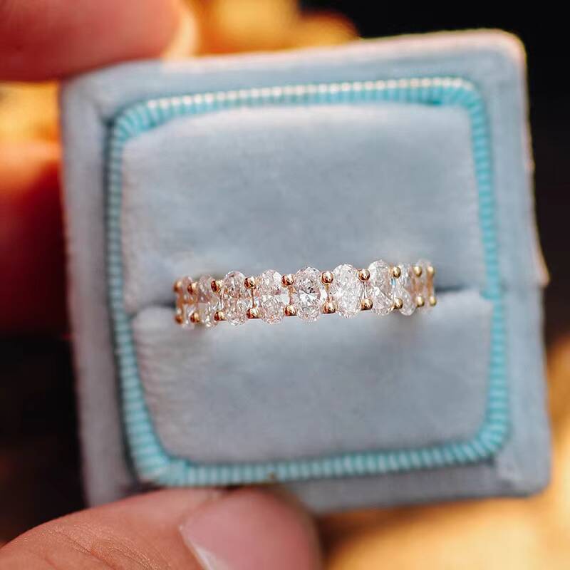 Oval Cut Lab Diamond Ring 10k Dubai Yellow Goldgold Lab Grown Diamond Half Eternity Ring Engagement Anniversary Birthday Ring