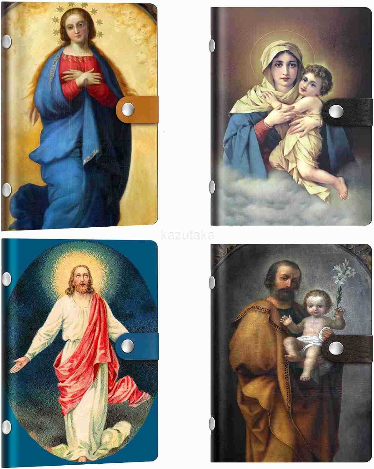 4 Pcs Holy Card Holder Carrying Each Case Hold to 40 Prayer Holder with Gold Stamped Cross Faux Leather Holy Bag Card Organizer for Religious PrayerPa