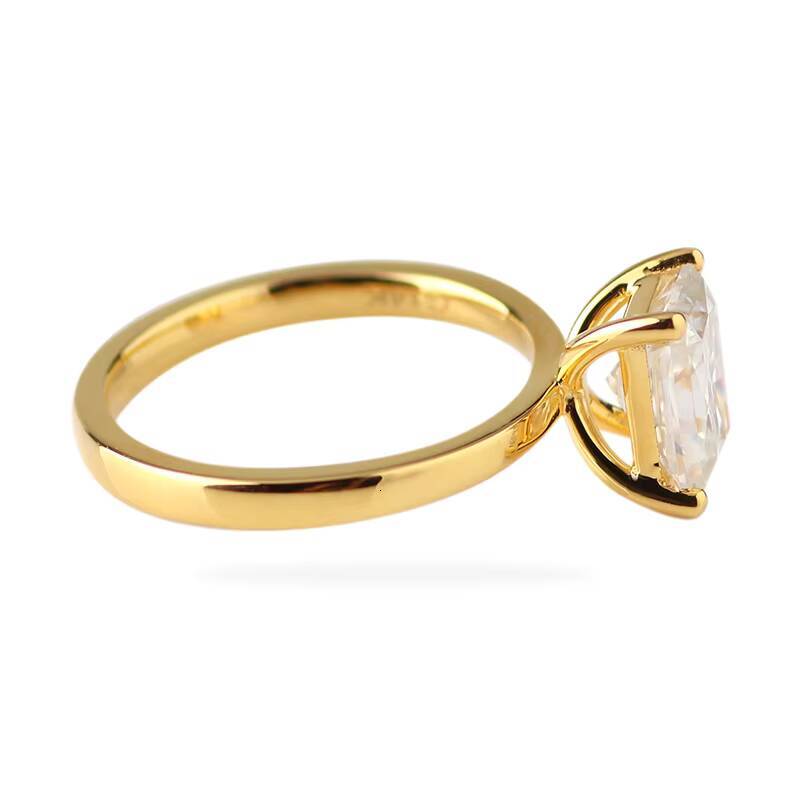 Classical Eternity 14k Yellow Gold Engagement Ring with Solitaire 2carats Radiant Cut Moissanite Diamond