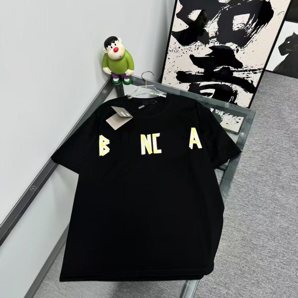 Designer men's T-shirt black and white letter brand pure cotton breathable slim casual shirt street the same men and women top quality 3xl