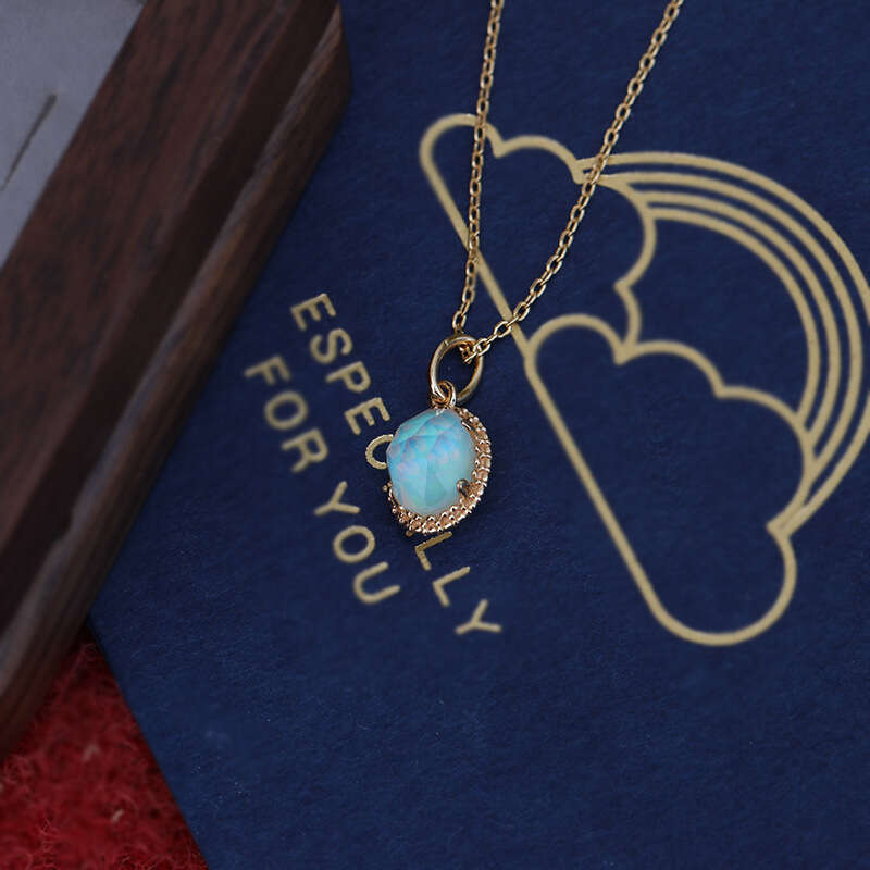 DHpet Sterling Sier Lace Pendant for Women Agete Opal White Crystal Double-Sided Necklace New Jewelry