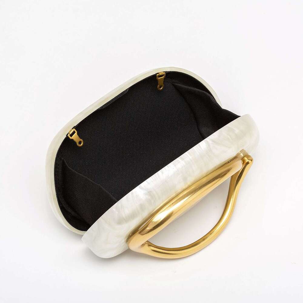 New Metal Handle Acrylic Wedding Clutch Women's Shoulder Crossbody Evening Bag