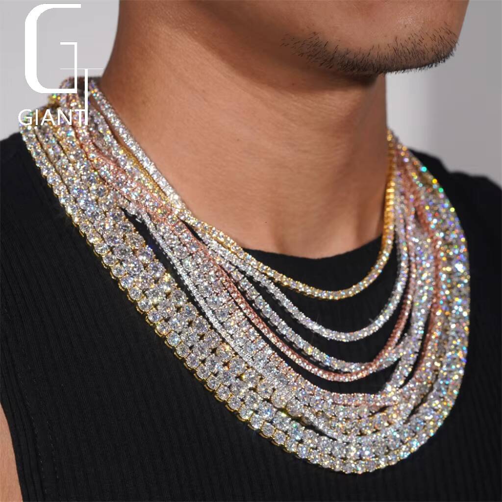 Bulk Stock Hip Hop Iced Out Jewelry 925 Sterling Silver VVS1 2mm 3mm 4mm 5mm 65mm Moissanite Diamond Cluster Tennis Bracelet