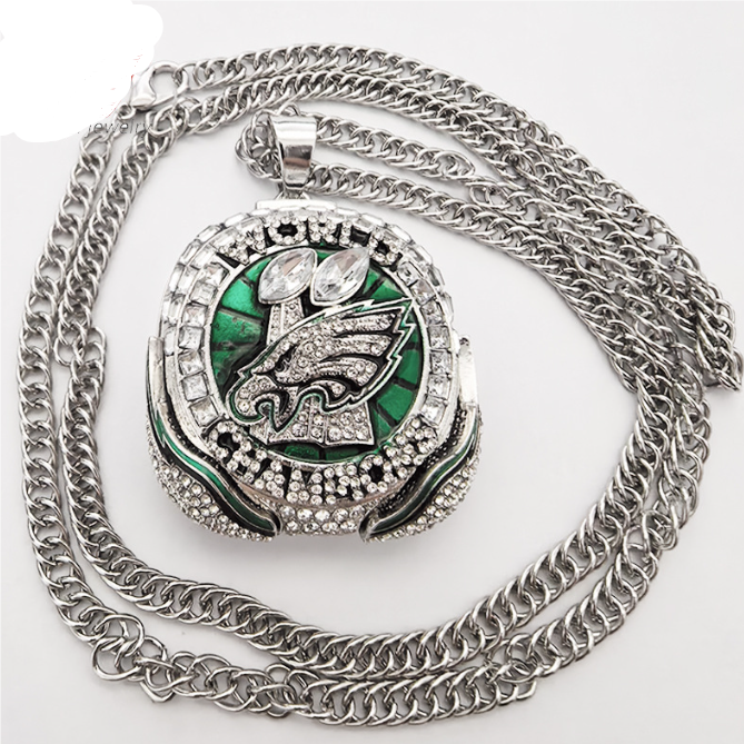 2024 2025 Super Bowl Eagles American Football Team Champions Championship Ring Pendant Necklace With Chain Souvenir Men Fan Gift Wings Can pop out