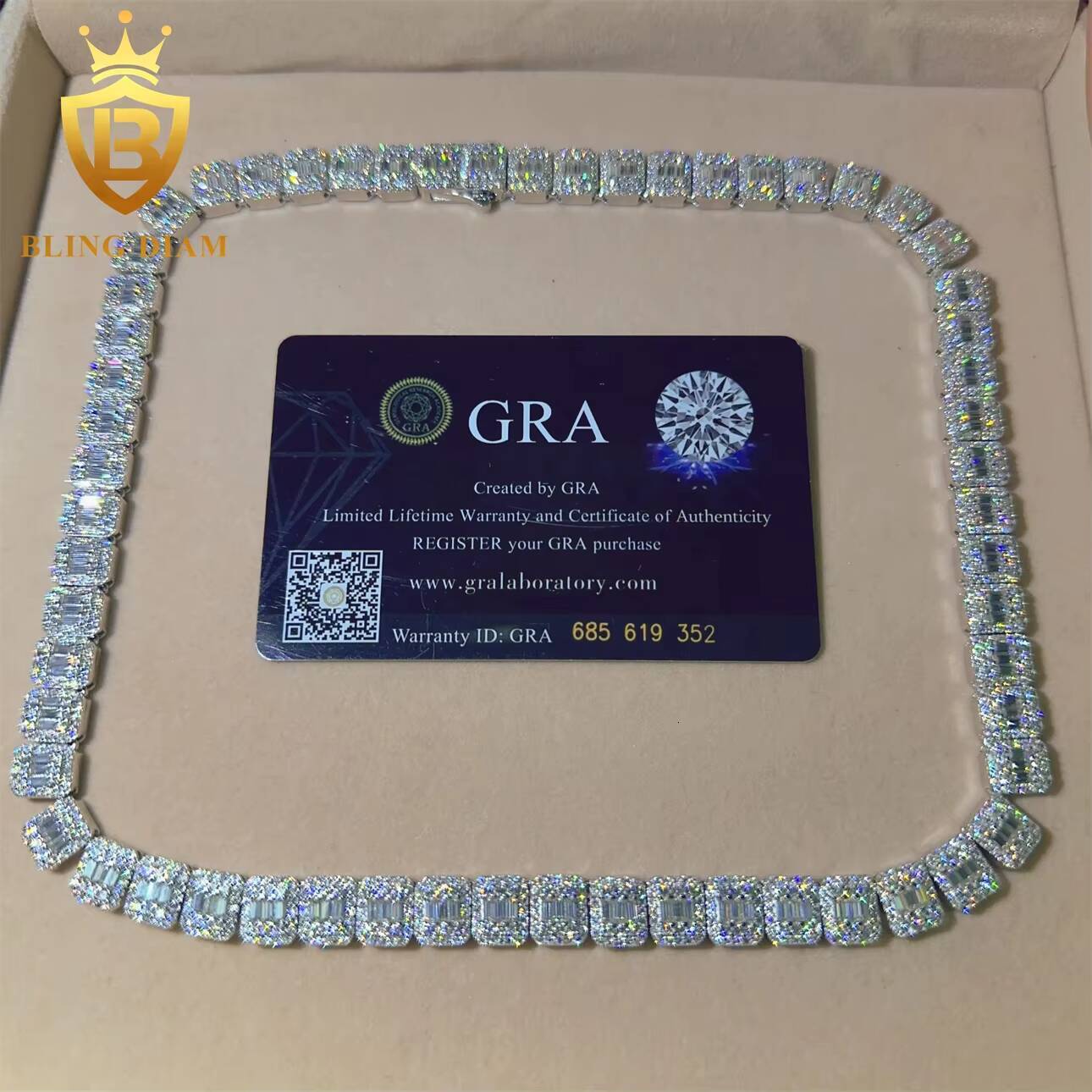 8mm Hip Hop Jewelry Iced Out Moissanite Diamond Sterling Silver 925 Cuban Link Chain Lab Grow Diamond Necklace