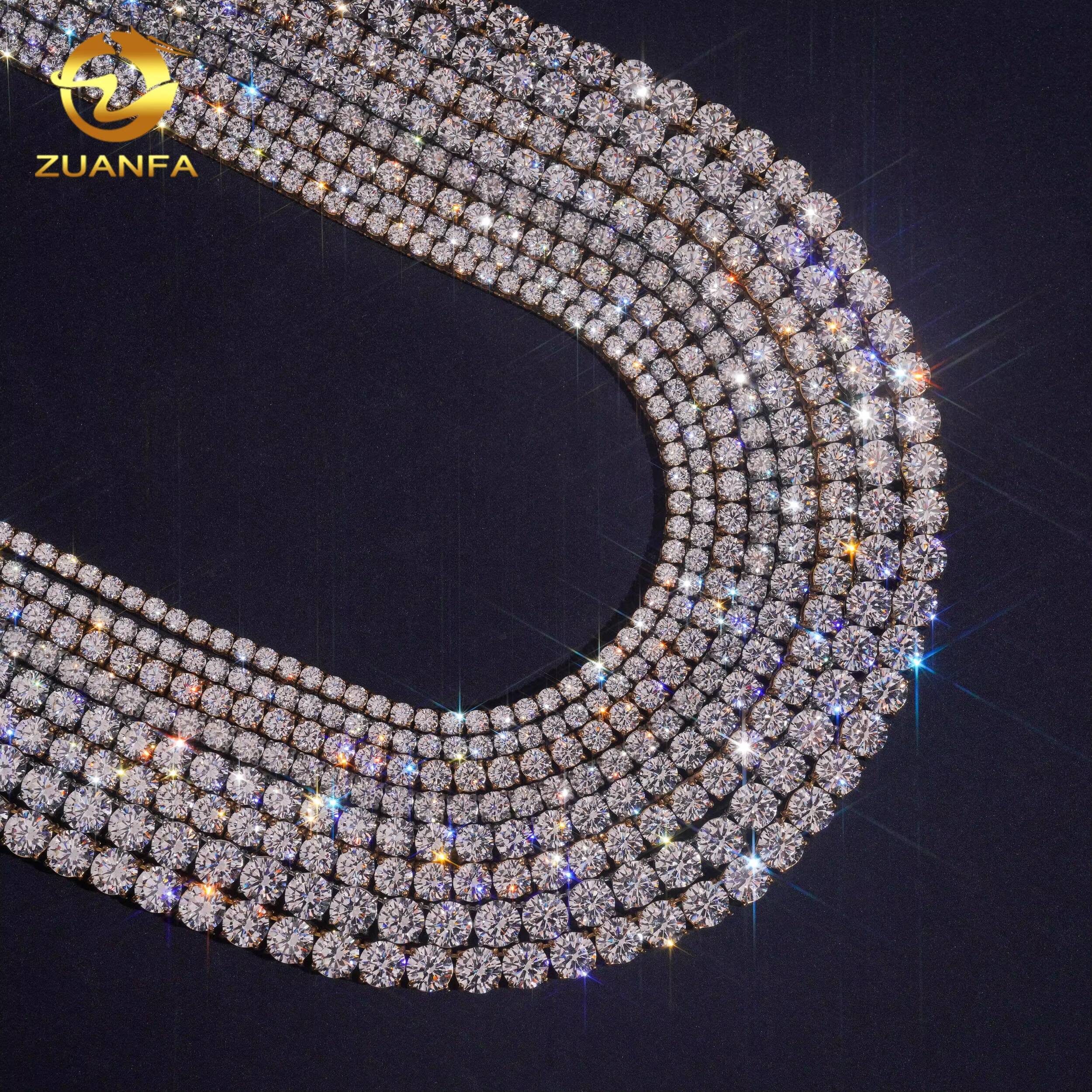 Wholesale Fast Shipping 316L Stainless Steel Tennis Chain Iced Out Jewelry Hip Hop Sparking Moissanite Cheap Price Tennis Necklace