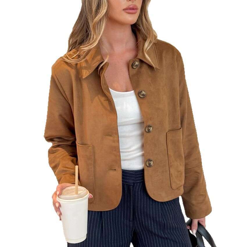 Autumn Winter New Old Money Style Suede Jacket For Women With Design Sense And Casual Matte Velvet Top B3
