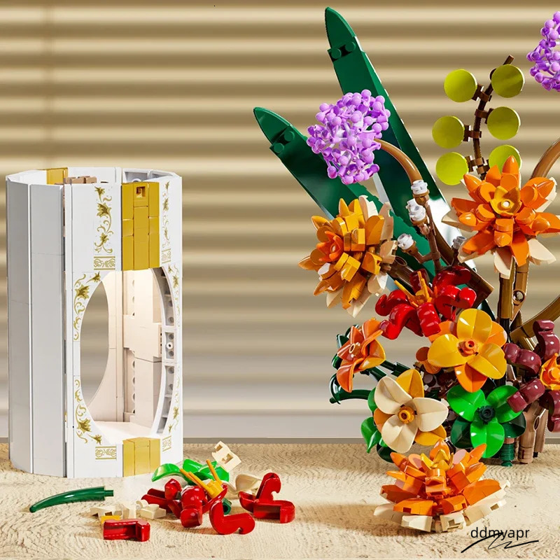 Dandelion Building Ddmydec Blocks - 890 PCS Flower Bouquet Model Brick Set With Light, DIY Desktop Decoration, Holiday Gifts
