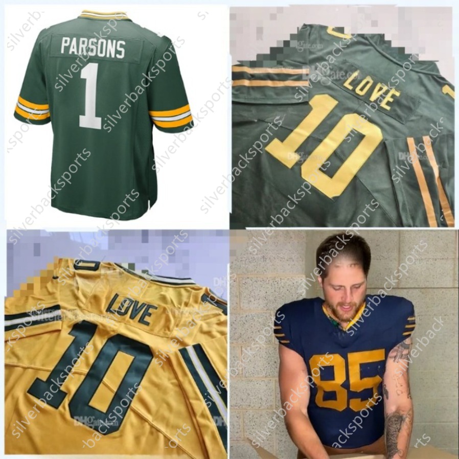 1 PARSONS 0 Golden Custom Football Jersey Love Favre White Kraft Reed Men Women Youth Any Name Number Embroidered Letter Number Design Polyester