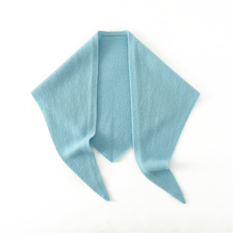 K1818 Australian wool scarf autumn and winter new triangle knitted small shawl solid color warm neck scarf