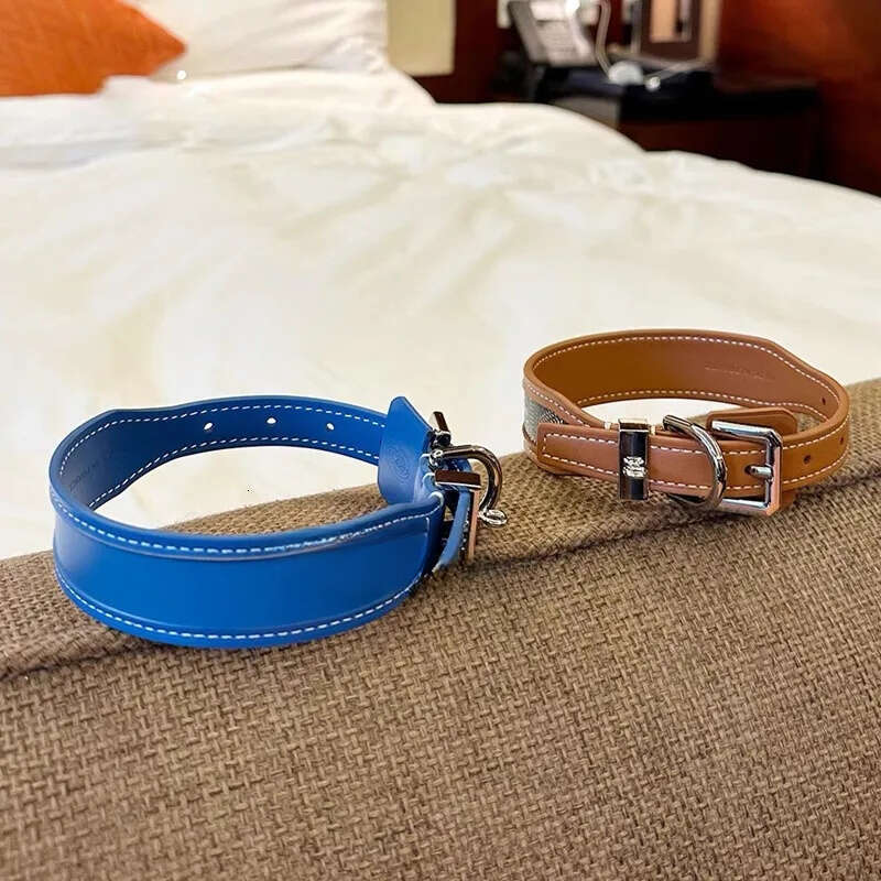 Dog Collar Leash with Classic Plaid Pattern Soft Comfort Style Premium Leather Collars Modern Designer Look for Small Medium Pets Multi Colour S B203 