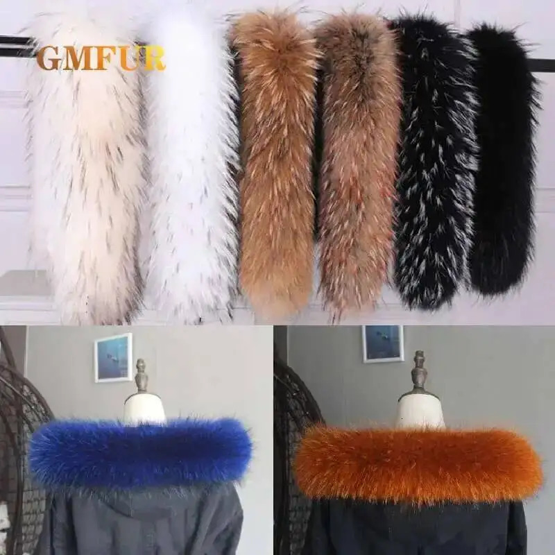 Winter Real Natural Raccoon Fur Collar Coats y Warm Women Large Scarves Female Neck Long Genuine Scarf 250906