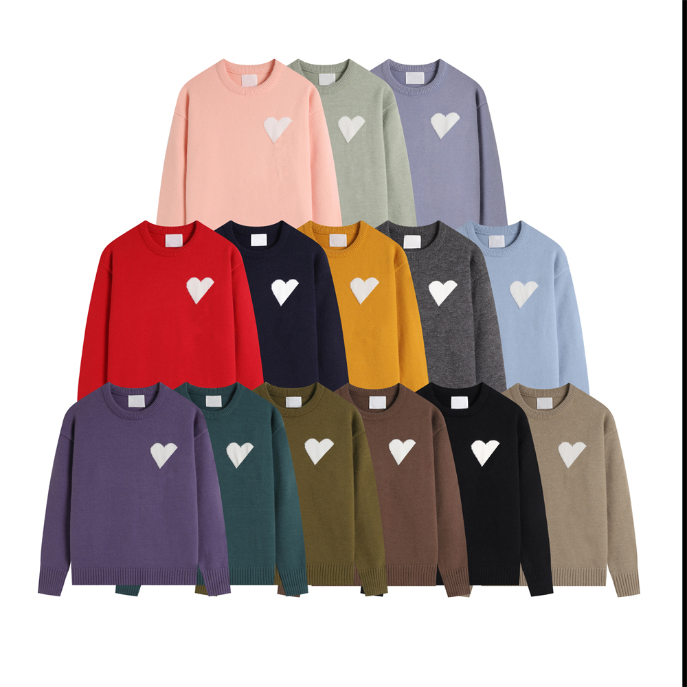 amily men Women's Sweaters Amijumper Fashion Mens Designer Knitted Sweater Embroidered Red Heart Solid Color Big Love Round Neck for Men and Women