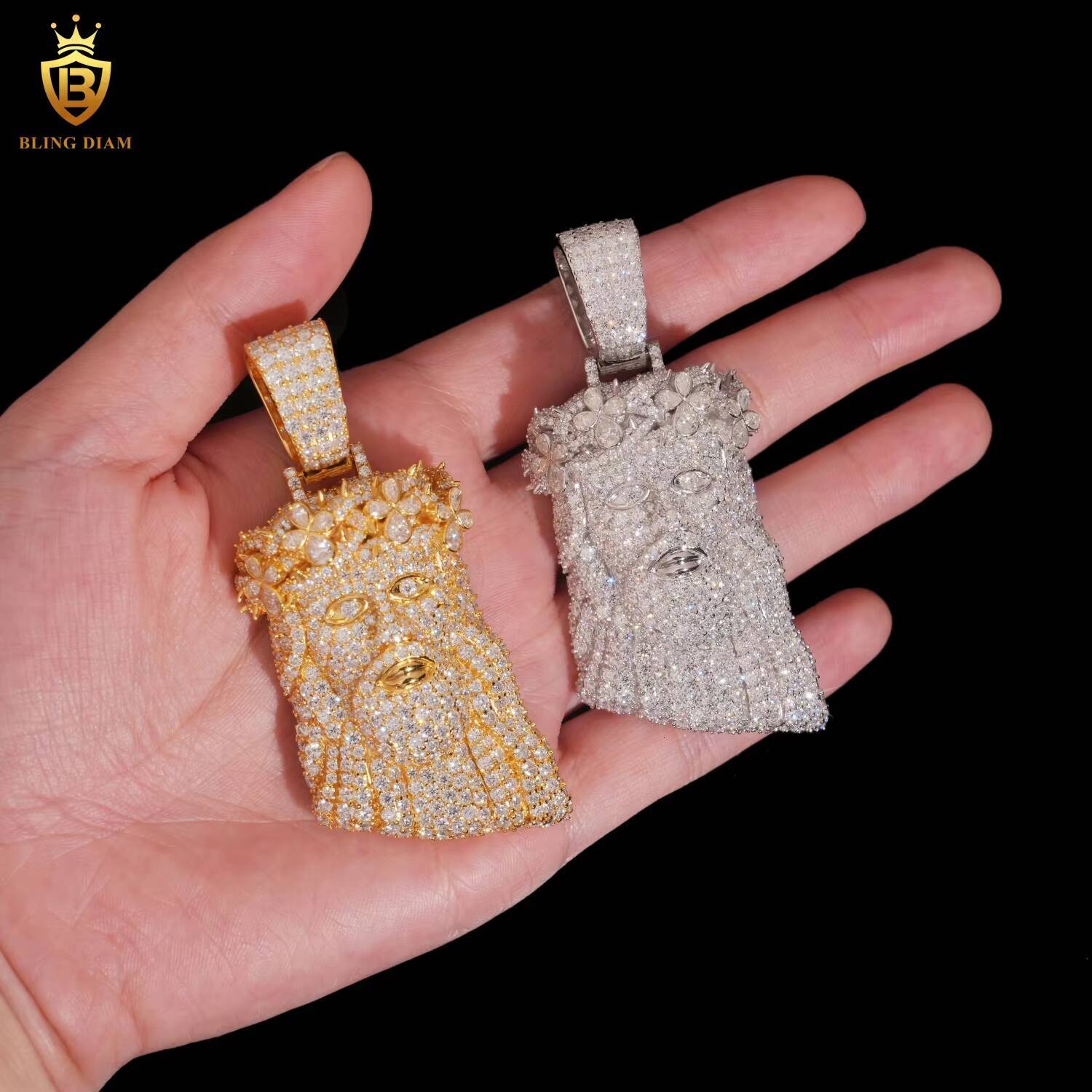 New Arrival Jesus Moissanite Pendant Hip Hop Style 925 Silver Moissanite Pendant Iced Out Jewelry Pass Diamond Tester with GRA