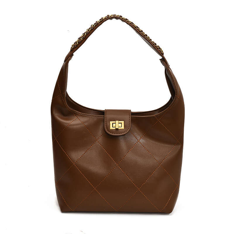 Trendy Chain Small for Women, Quilted Embroidery New Casual Bucket Bag, Fashionable Large Capacity Commuter Underarm Bag