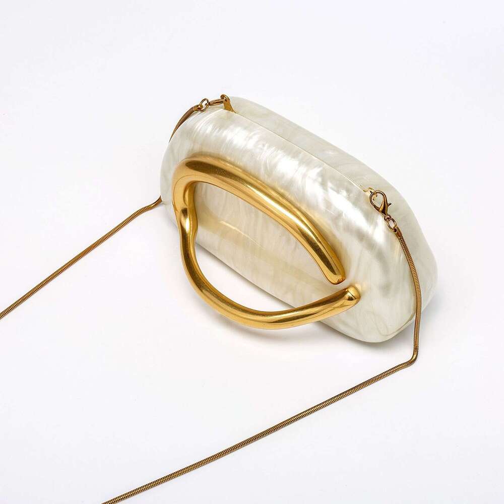 New Metal Handle Acrylic Wedding Clutch Women's Shoulder Crossbody Evening Bag