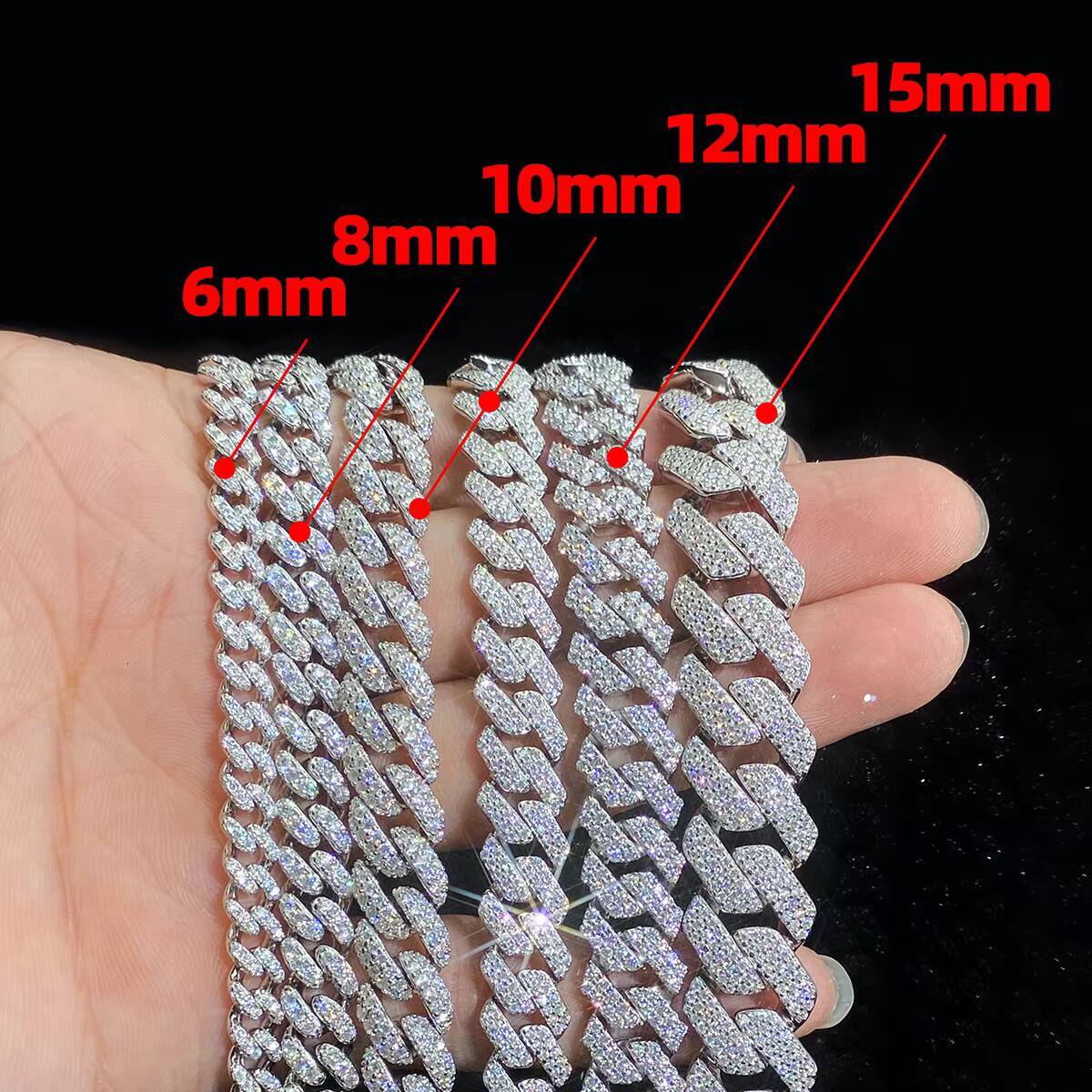 Iced Out Vvs Moissanite Hip Hop Cuban Link Chain 20mm Pass Diamond Tester Plated Iced Out Moissanite Diamond Cuban Chain