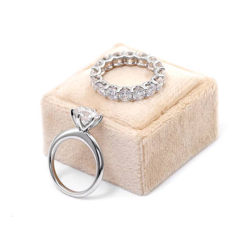 Forever love 14k White Gold Moissanite Ring 2ct Round Brilliant Cut Moissanite Wedding Ring Sets and Promise Ring for Couples