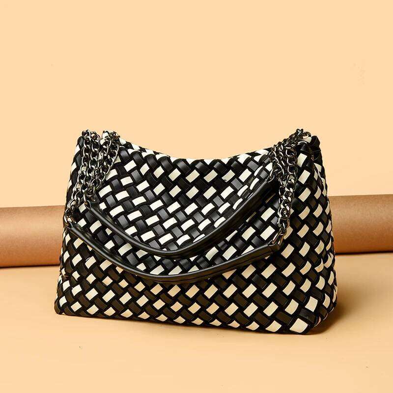 High Quality Pu Leather Knitting Shoulder Messenger Crossbody Bags For Women Chain Handbag Ladies Large Capacity Tote Sac