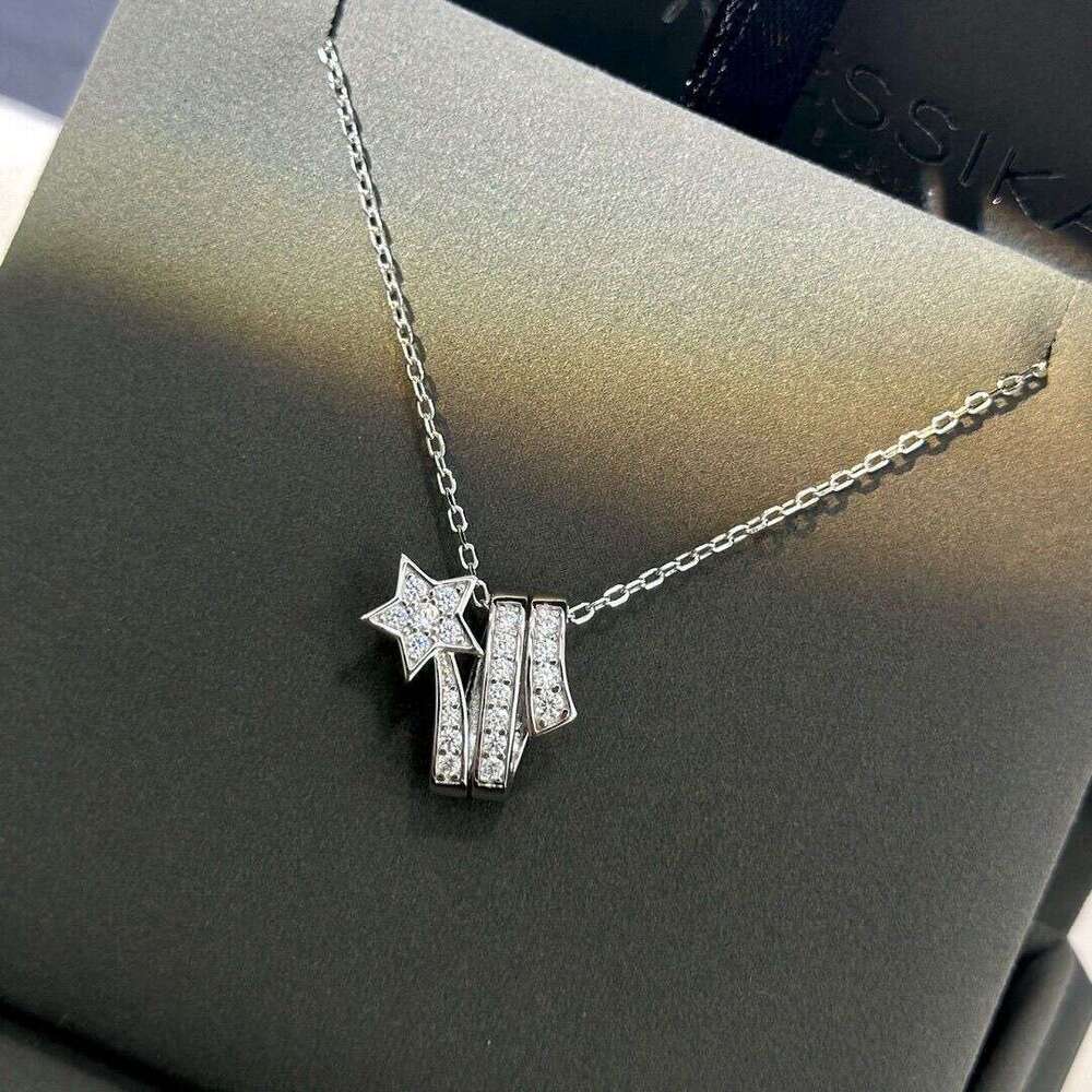 designer jewelry S925 Pure Sier Comet Necklace for Women, Light High-end Star Collarbone Chain, Ins Style Elegant Zircon Meteor Pendant
