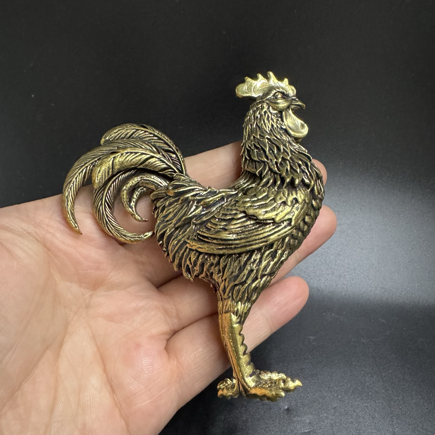 Fine large zodiac chicken ornaments brass pure copper solid feng shui copper rooster mascot ornaments