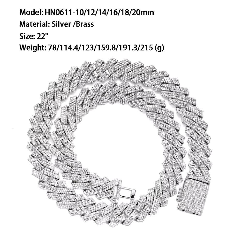 Custom Hip Hop Rapper Jewelry Big Size 18mm VVS Moissanite Diamond 925 Silver Real Gold Plated Miami Cuban Link Necklaces