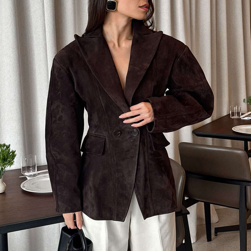 Autumn Winter New High-End Matte Velvet Blazer With Design Sense, Elegant And Fashionable Suede Jacket B3